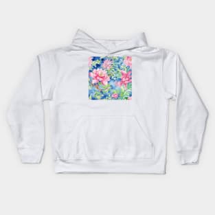 Preppy, grandmillennial watercolor peonies Kids Hoodie